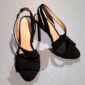 Black Diagonal Strappy Heels